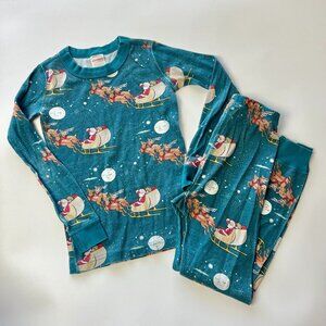Kids Hanna Andersson 120 6/7 Blue Christmas Santa Pajamas